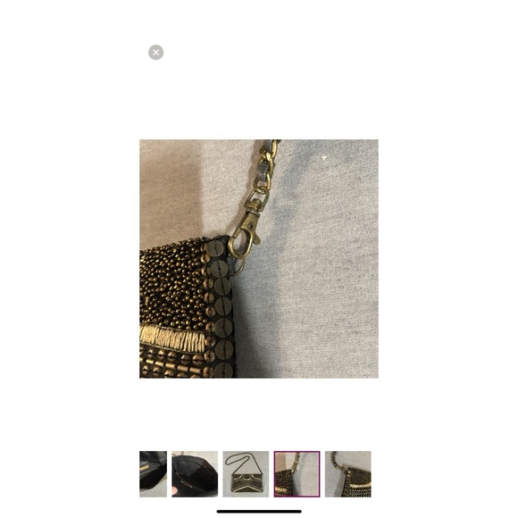 Cleobella Bronze Metal Pieces & Hand Beaded Design Clutch Evening Purse - Picture 6 of 7